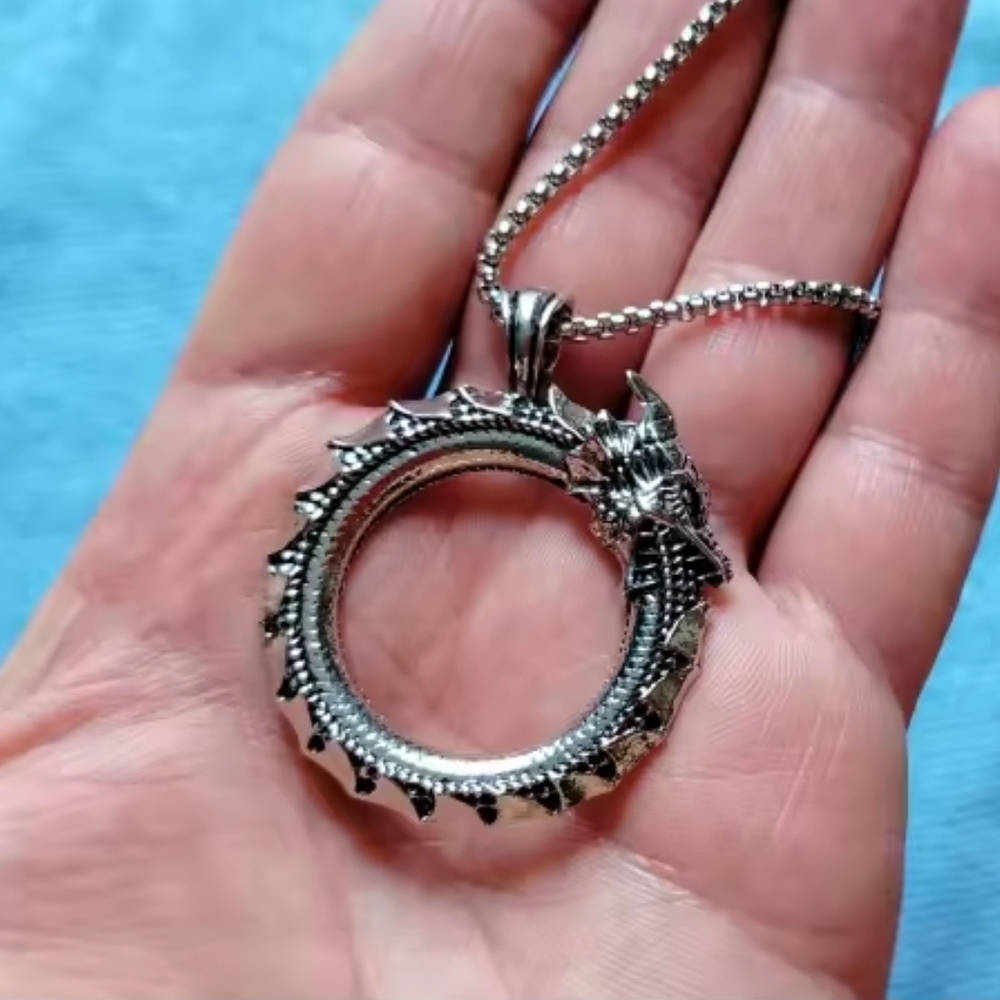 Silver Dragon Pendant Necklace - Picture 4 of 4